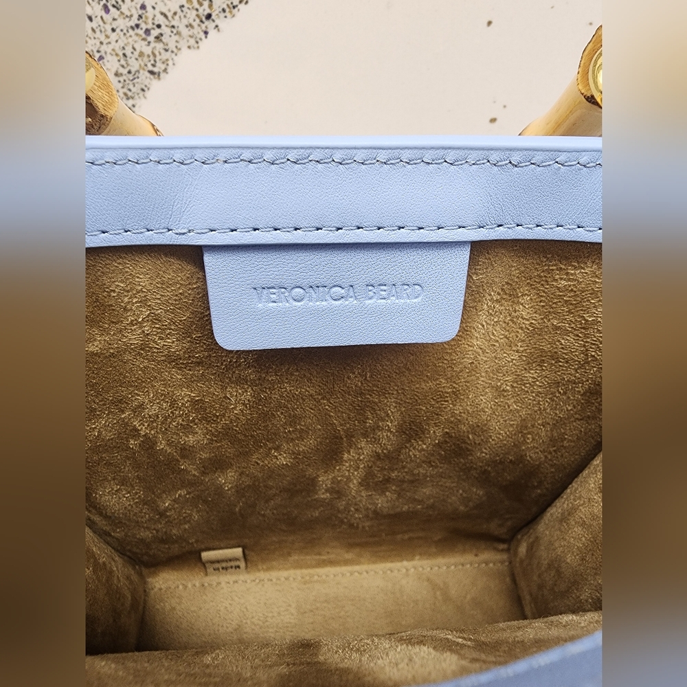 Veronica Beard Bamboo-Handle Shopper Bag in Light Blue - Picture 9 of 12